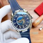 Replica Omega Seamaster Aqua Terra Worldtimer Blue Leather Strap Watch 42mm